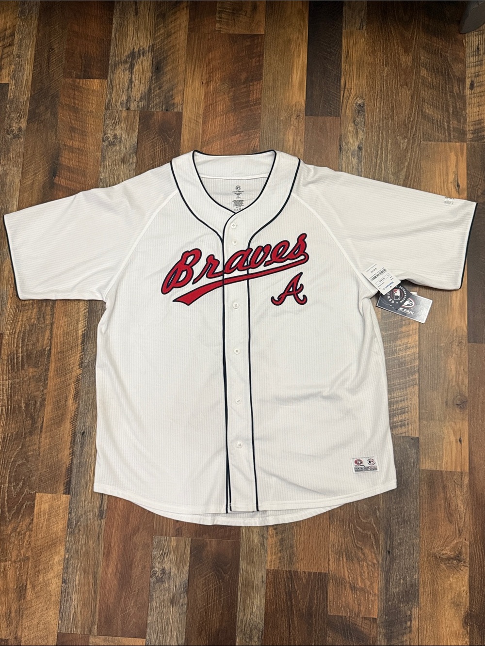NWT Atlanta Braves True Fan White Home Jersey 2XL MLB Button Front Baseball